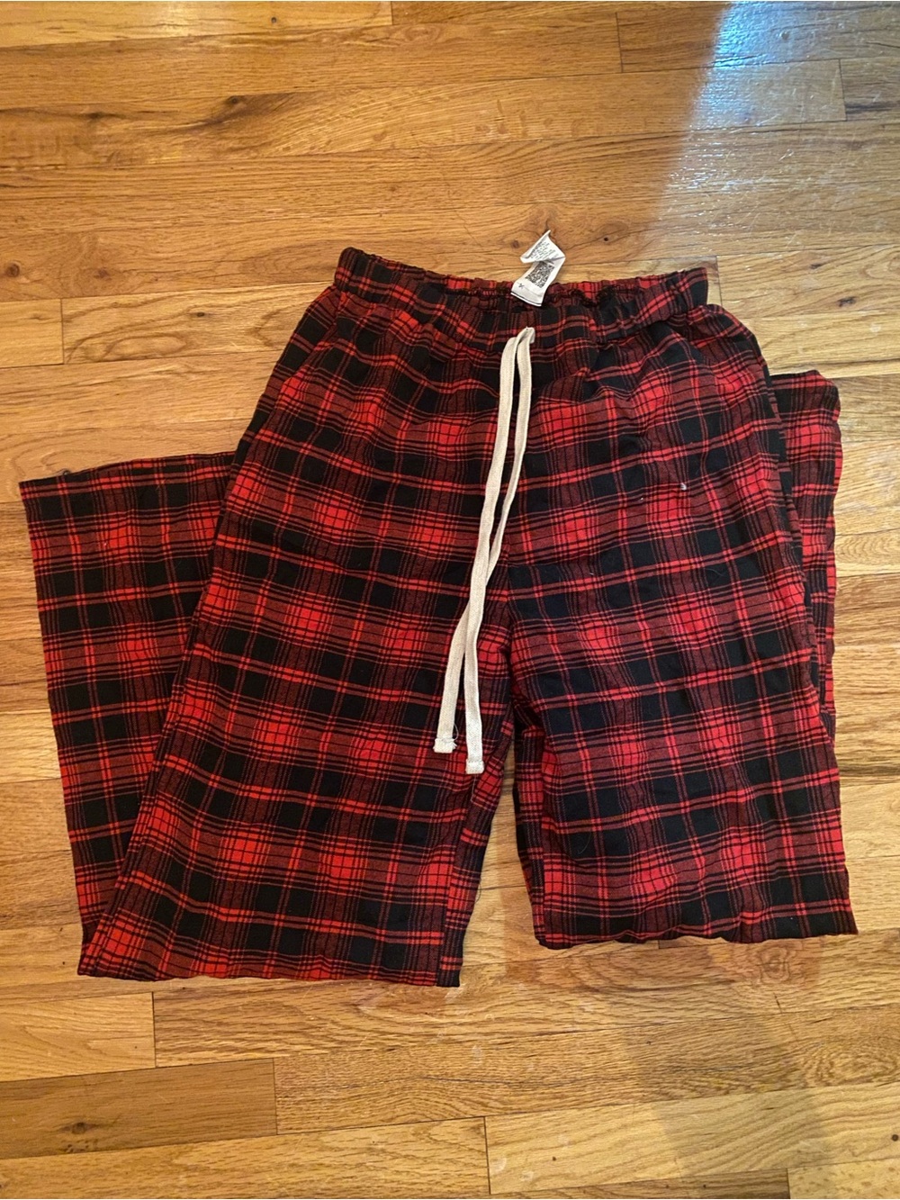 SHEIN Red and Black Plaid Pajama Pants